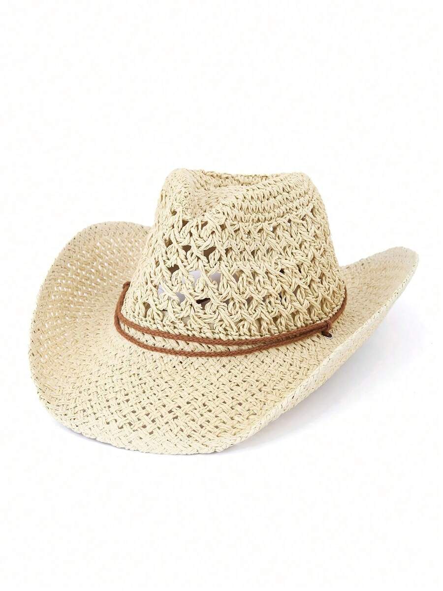 Bohemian Hollow Out Straw Cowb - Cowboy Hat Straw ulasan dan harga
