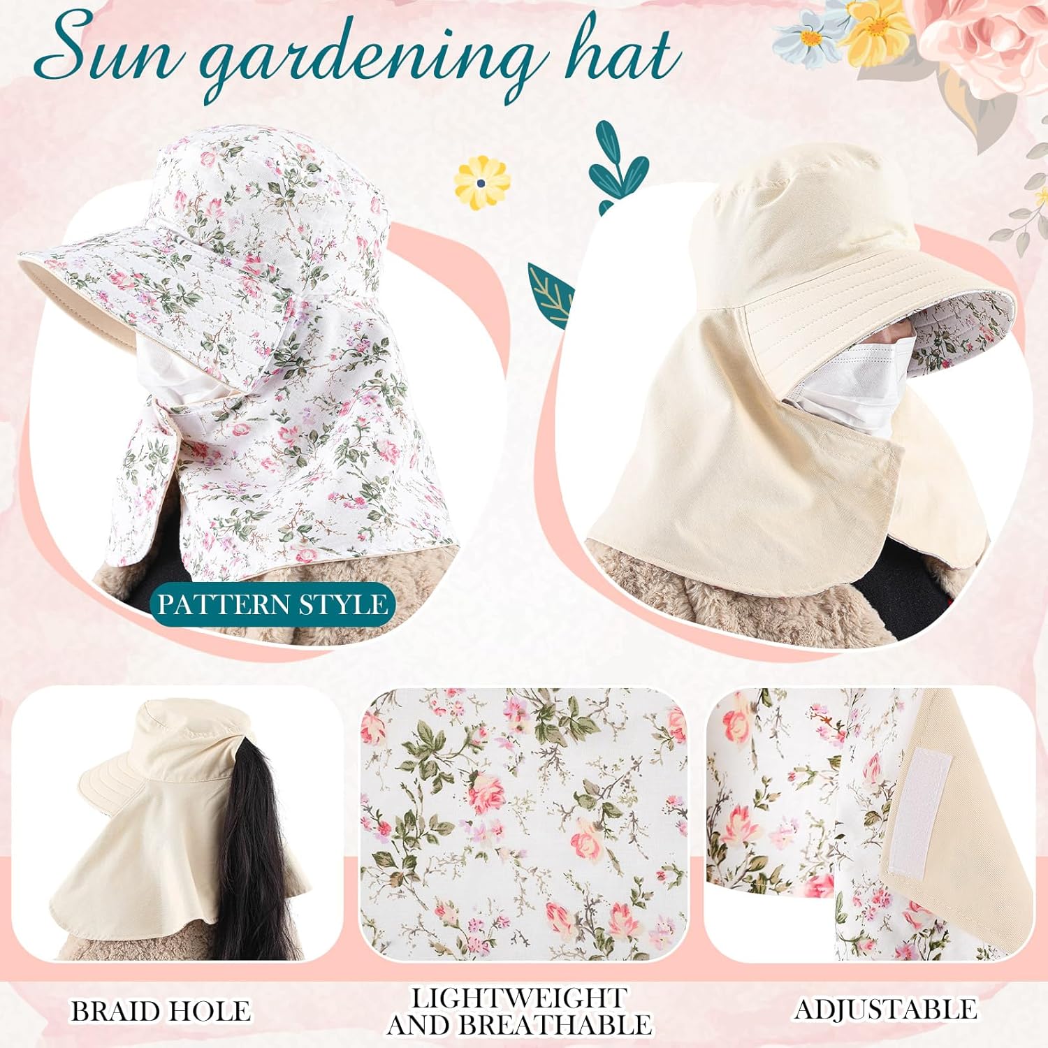 2 Pcs Floral Garden Hat for Wo - Visor Sun Hat ulasan dan harga