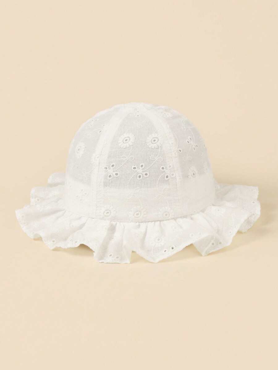 White Floral Embroidery Bucket - Bucket Hat Cotton ulasan dan harga