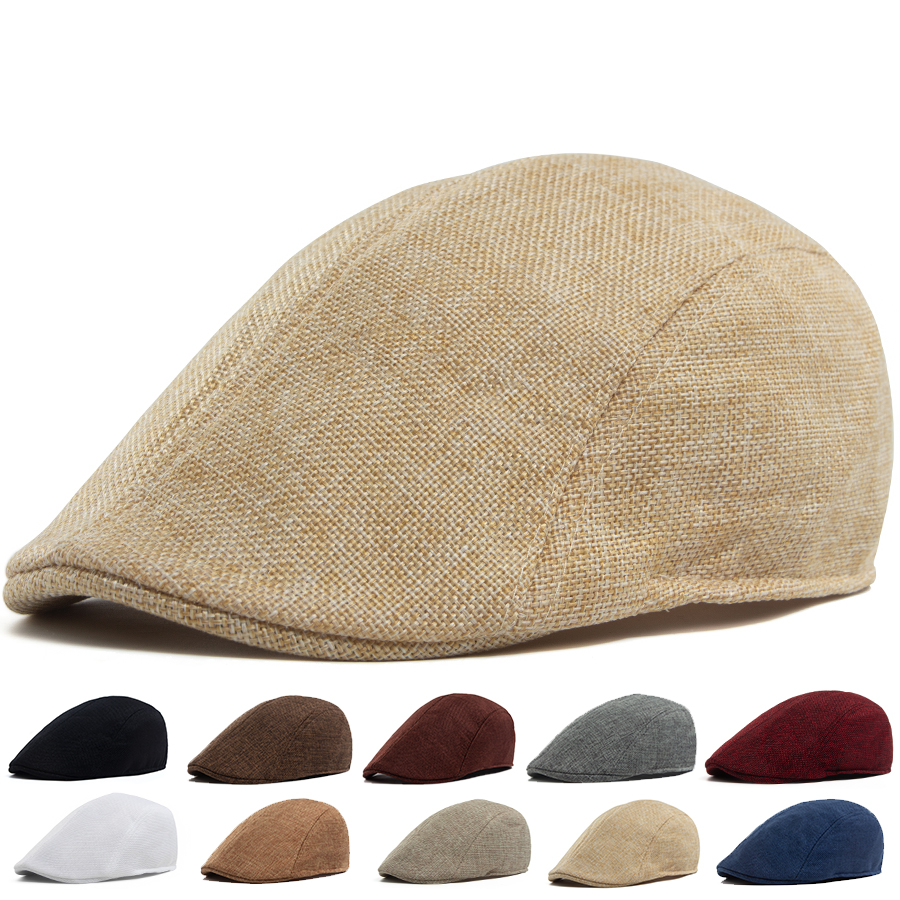 Men's Linen Flat Cap Spring Su - Newsboy Cap Ivy ulasan dan harga