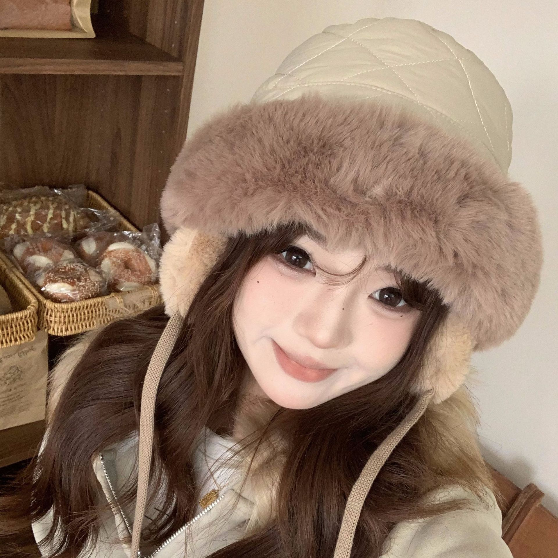 Women's Winter Quilted Faux Fu - Trapper Hat Ear Flap ulasan dan harga