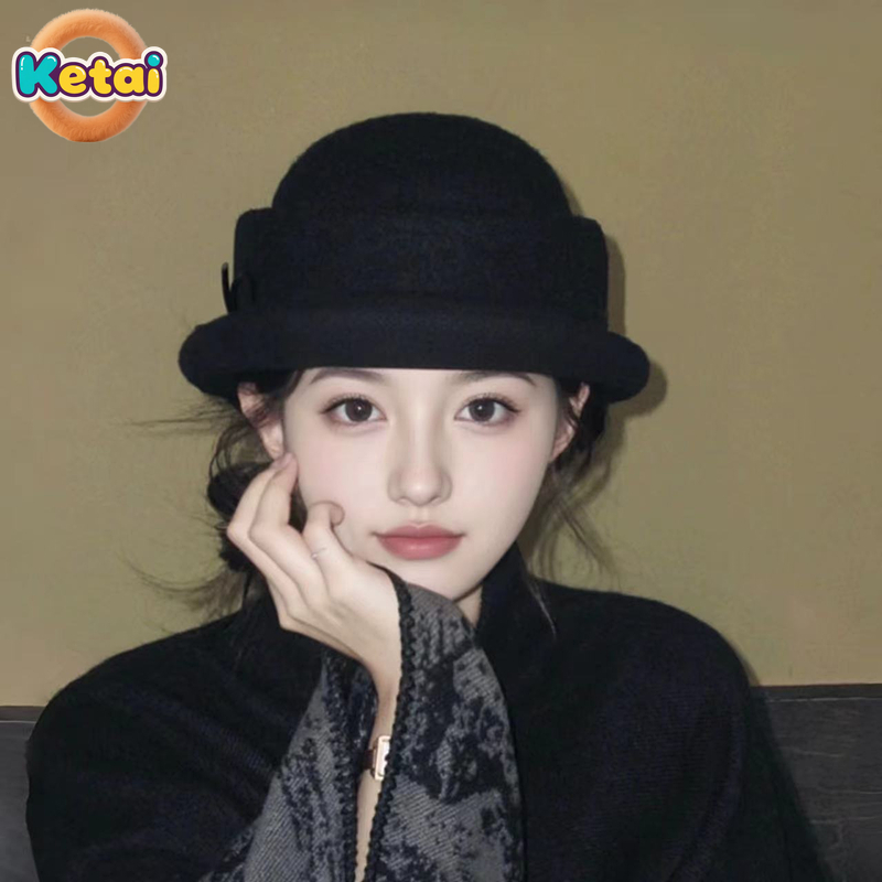 Black Wool Top Hat Beret Women - Beret French Wool ulasan dan harga