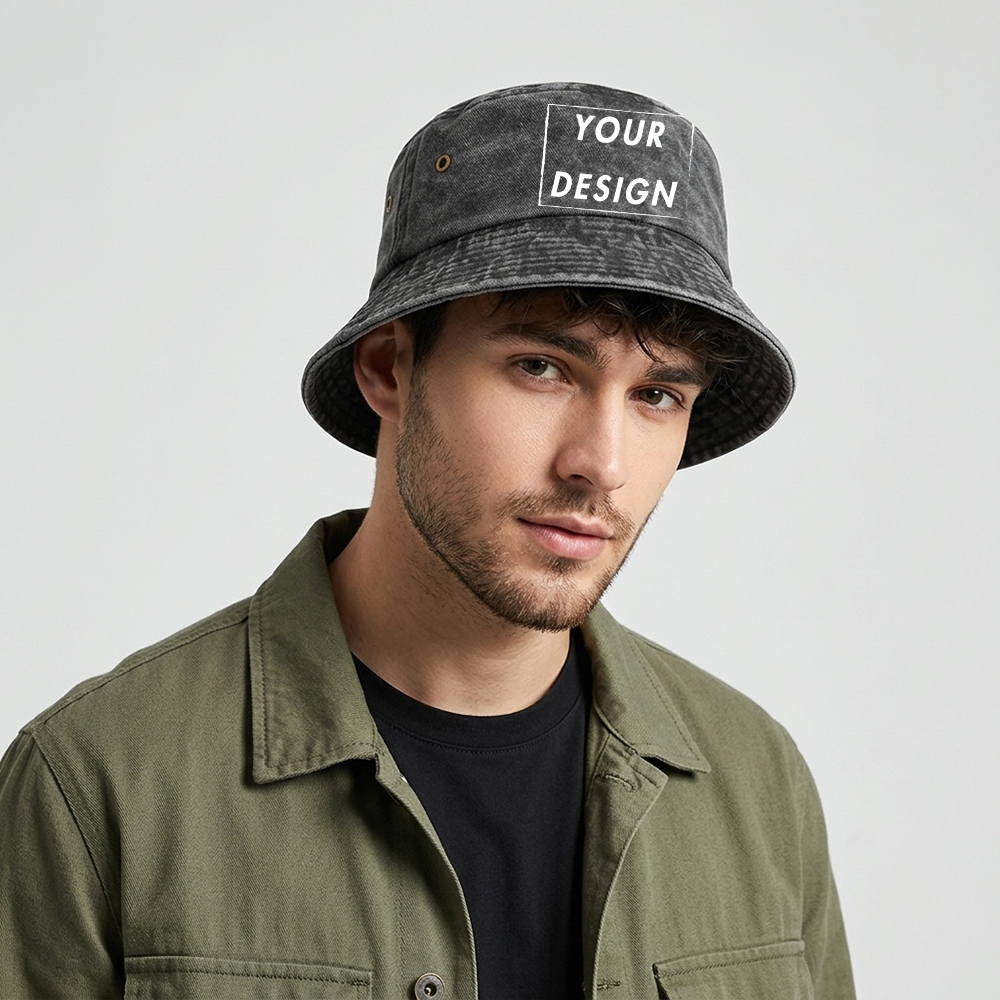 Custom Washed Vintage Bucket H - Bucket Hat Cotton ulasan dan harga