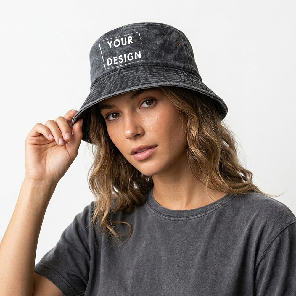 Custom Washed Vintage Bucket H - Bucket Hat Cotton ulasan dan harga