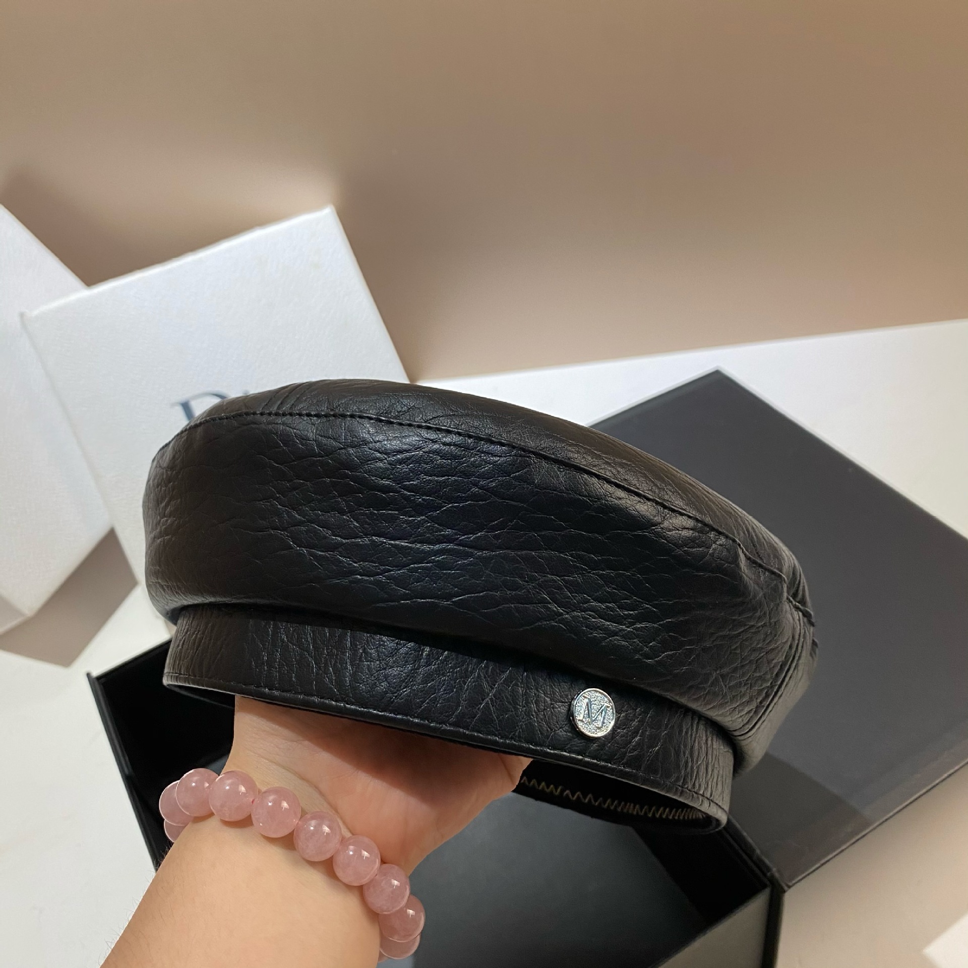 PU Leather Beret Caps Women Fa - Snapback Hat Flat ulasan dan harga