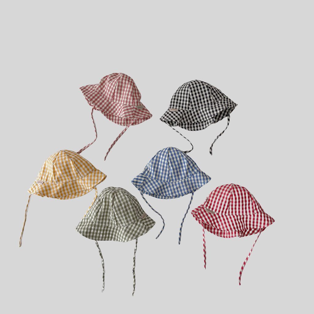Ins Style Plaid Baby Bucket Ha - Bucket Hat Cotton ulasan dan harga