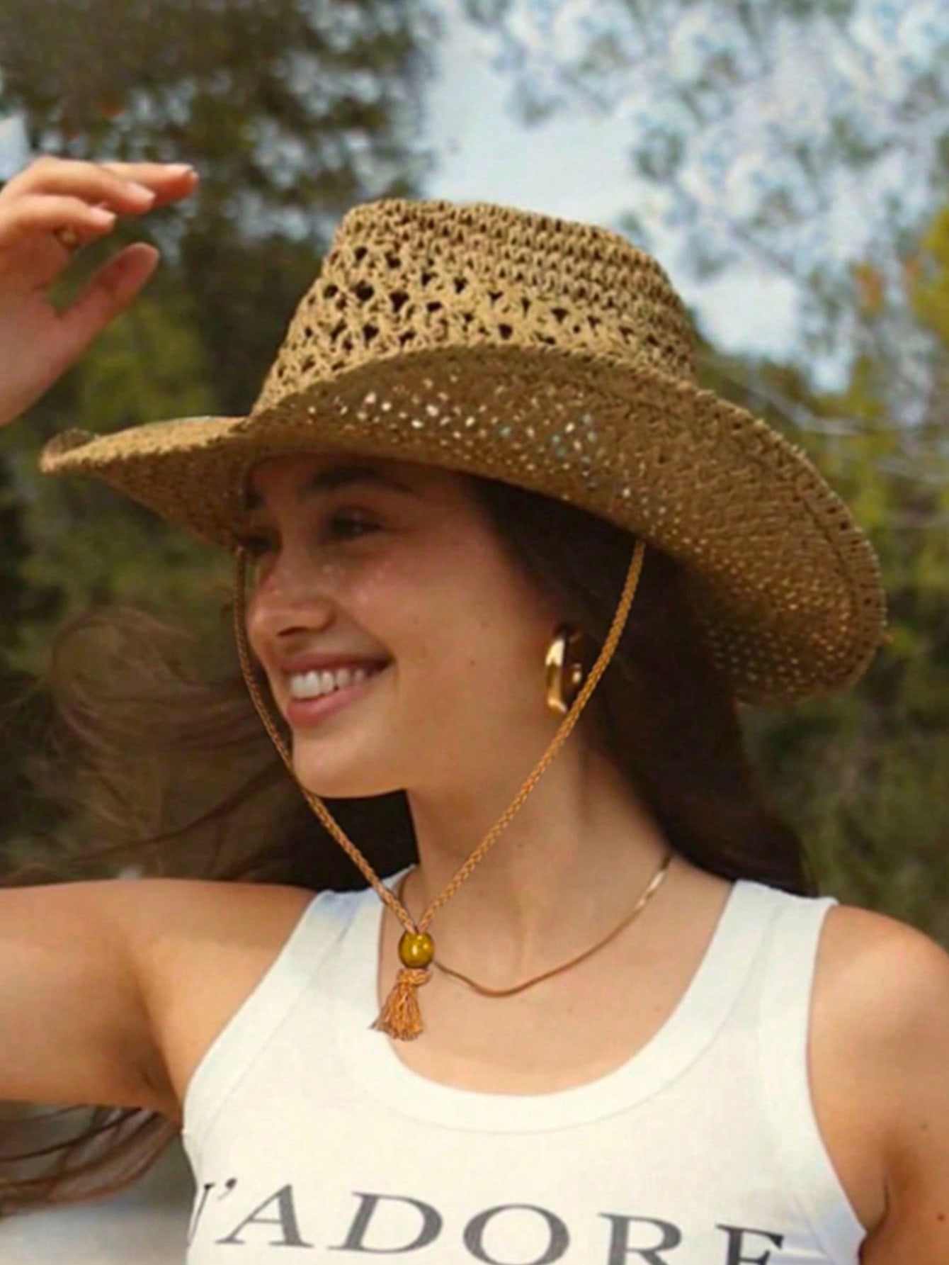 1pc Unisex Retro Hollow Curled - Cowboy Hat Straw ulasan dan harga
