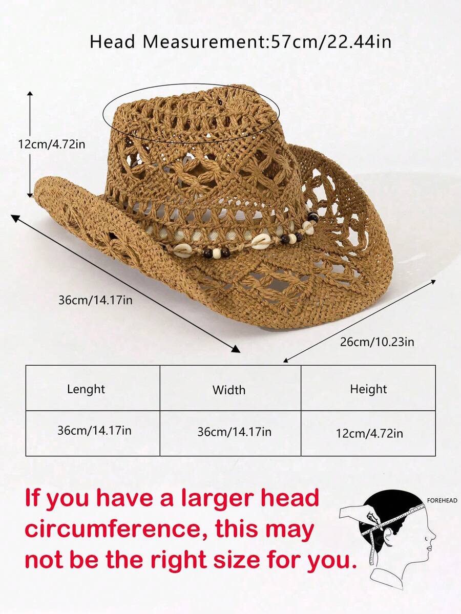 Bohemian Shell Hollow Out Stra - Cowboy Hat Straw ulasan dan harga